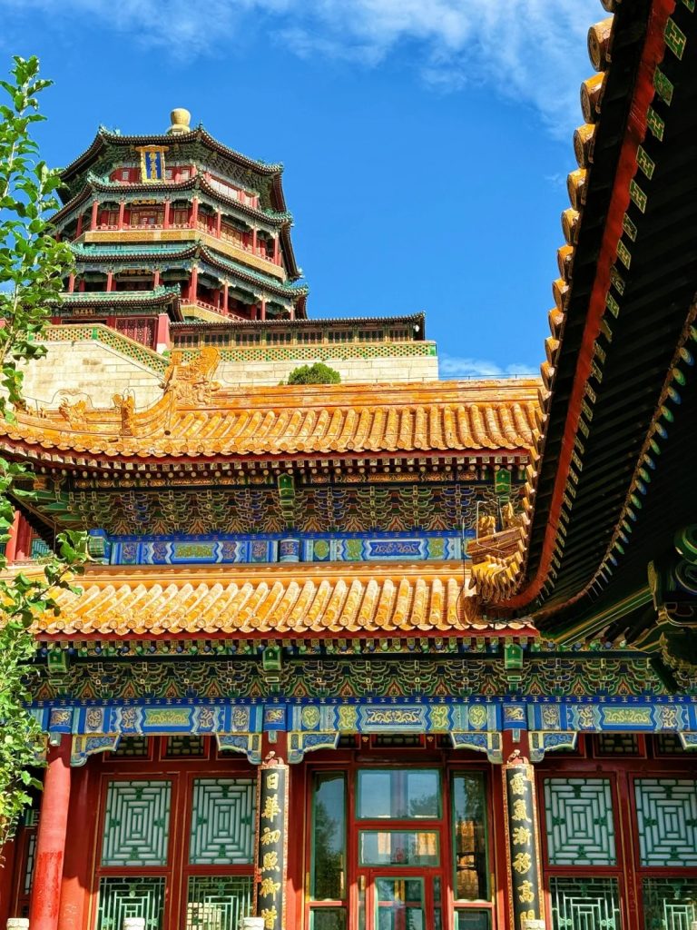 The Tower of Buddhist Incense and the adjacent buildings.