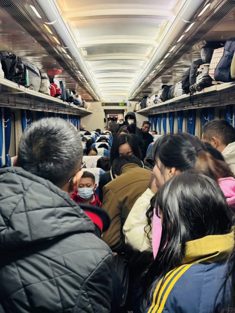 Crowded train carriage